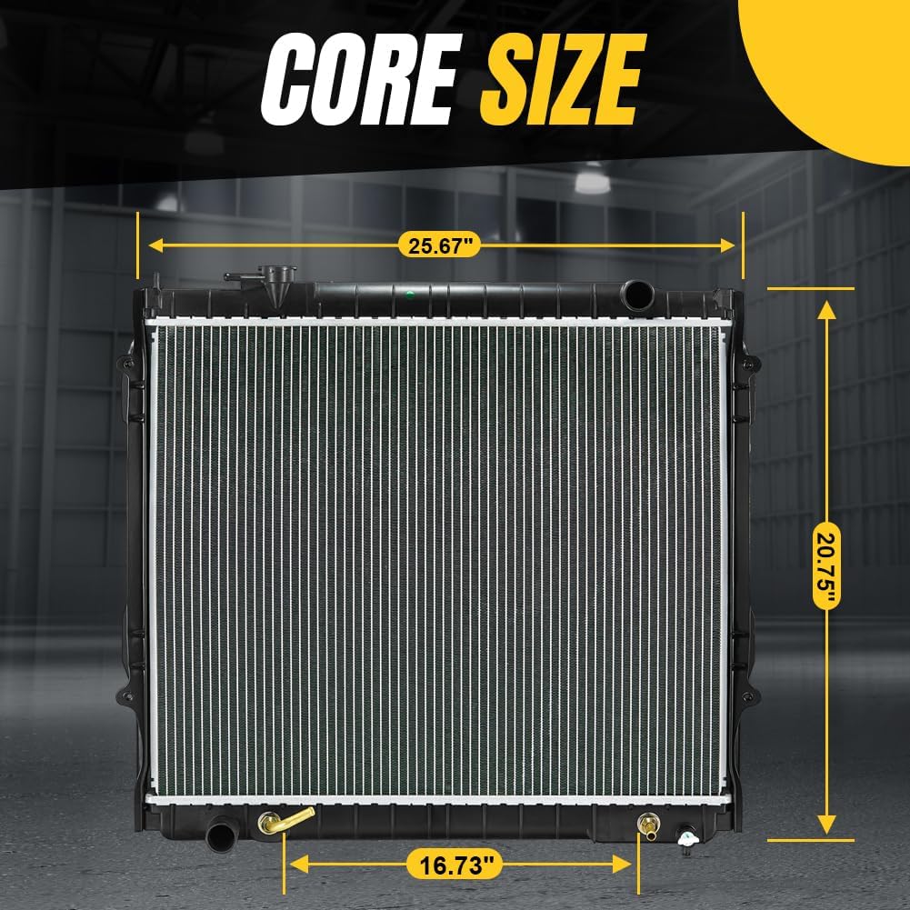 SPELAB Radiator Replacement CU1778 - Fits 1995 1996 1997 1998 1999 2000 2001 2002 2003 2004 Compatible with Toyota Tacoma - Engine: V6 2.4L, 2.7L, 3.4L - Drive: RWD, 4WD