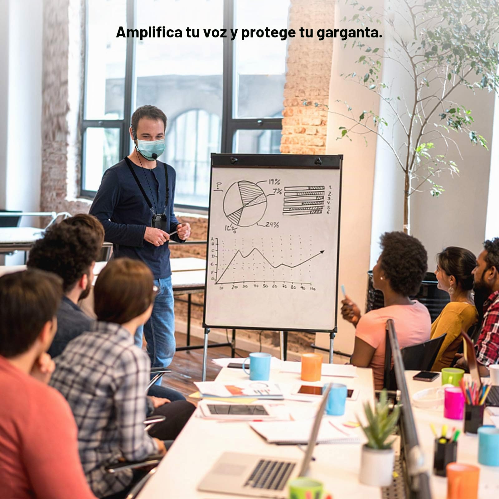 Zoweetek Amplificador de voz portátil con micrófono y cintura con cable, compatible con formato MP3 de audio para profesores, cantos, entrenadores, presentación, guía turística, personas mayores