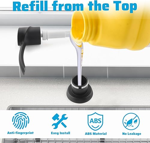 Miniatura 4 de SAMODRA Dispensador de jabón para fregadero de cocina, dispensador de loción, dispensador de ABS con cabezal de bomba integrado con botella de PET