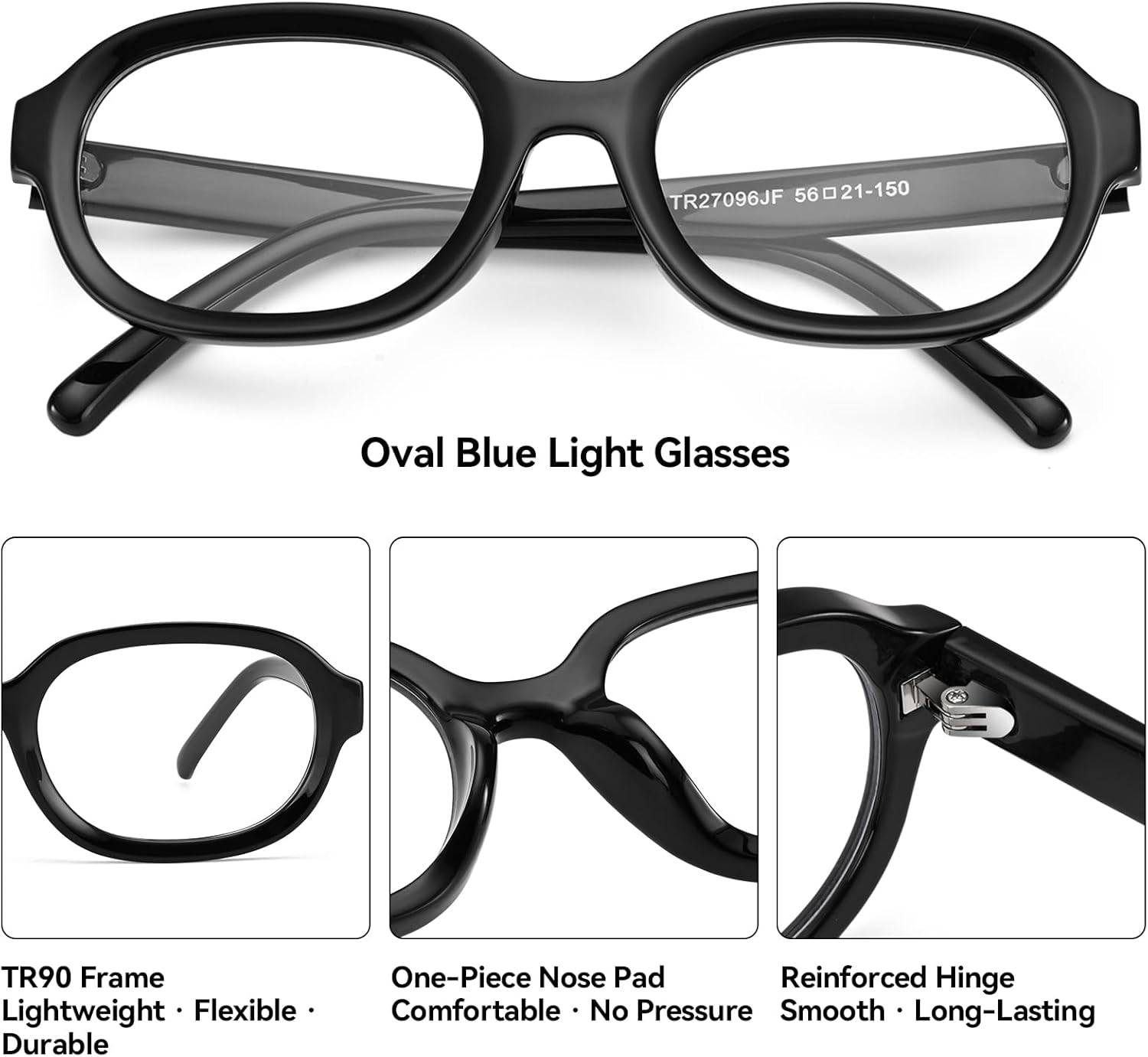 Dollger Oval Blue Light Glasses for Women Men Oversized Cute Retro 90s Big Stylish BlueLight Blocking Computer Chunky Frame - Image 2