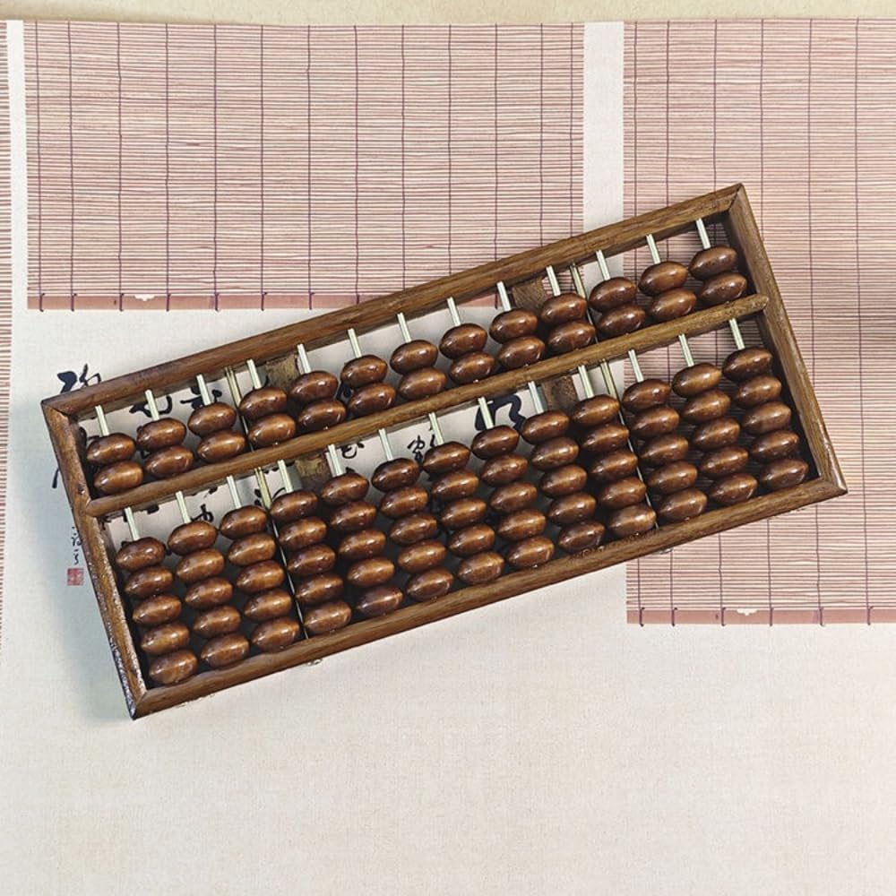 そろばん 数学、無垢材、昔ながらの学習ツール、7つのビーズと13のレベル (手工芸品-29x13x2.5cm)