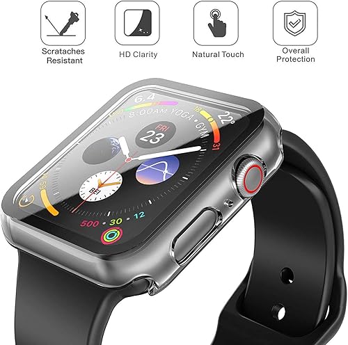 Miniatura 8 de Mizi Paquete de 3 Funda delgada con vidrio templado integrado para Apple Watch Series 6  SE  54 de 1.732 pulgadas (1.732 in), transparente