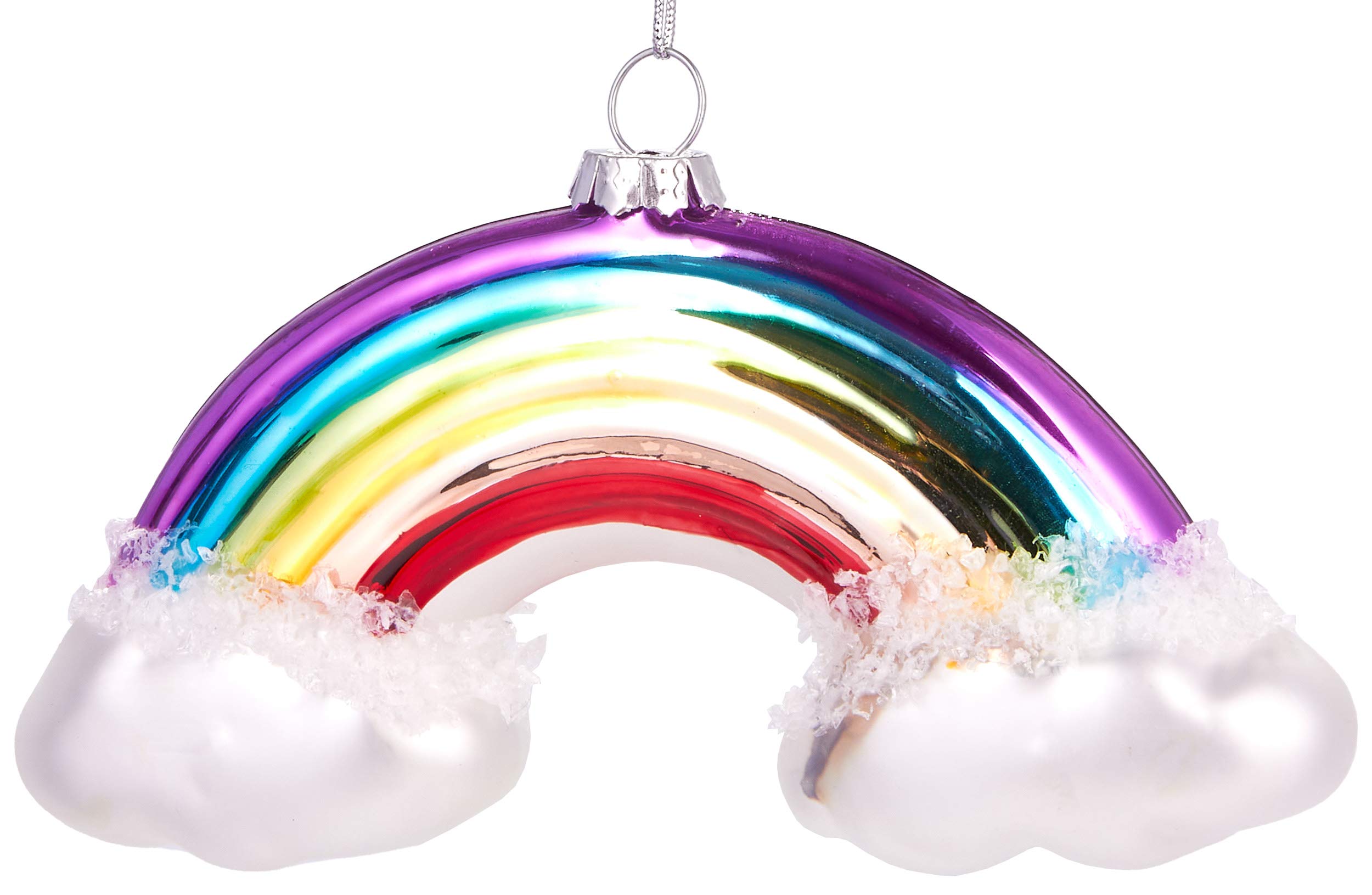 BRUBAKER Rainbow with Clouds Colourful - Hand-Painted Glass Christmas Bauble - Mouth-Blown Christmas Tree Decoration Figures Funny Decoration Pendant Tree Ball - 4.7 inches (12 cm)