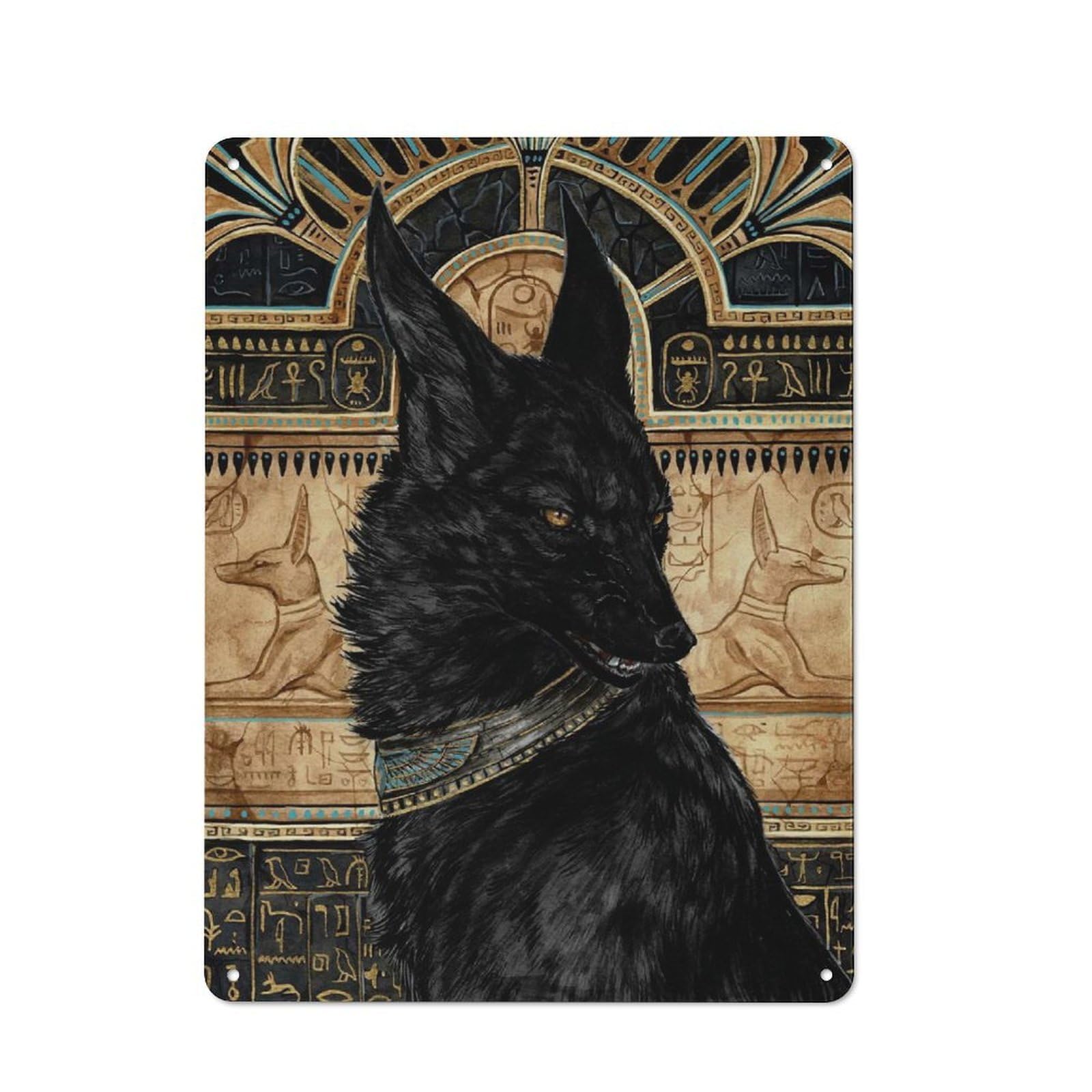 Vintage Tin Sign 40x30cm with Anubis God of Death for Hobby Room Or Studio, for Studio Owners Refreshing A Room in Autumn