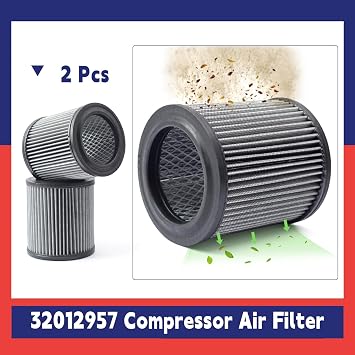 2 Pcs 32012957 Air Filter Replacement for Ingersoll Rand Compressor Replace 32012940 32175466 110377E100 2545 7100 3000 10T2 15T4 H15T4 TS7-TS15 32165466