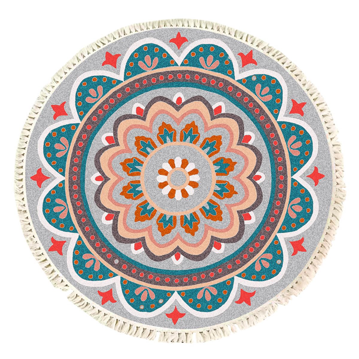 Terafeels Alfombra lavable a máquina de pelo corto de 2 pies para sala de estar, alfombra redonda bohemia floral para dormitorio, estudio, oficina, pasillo, habitación de los niños y cocina, alfombra