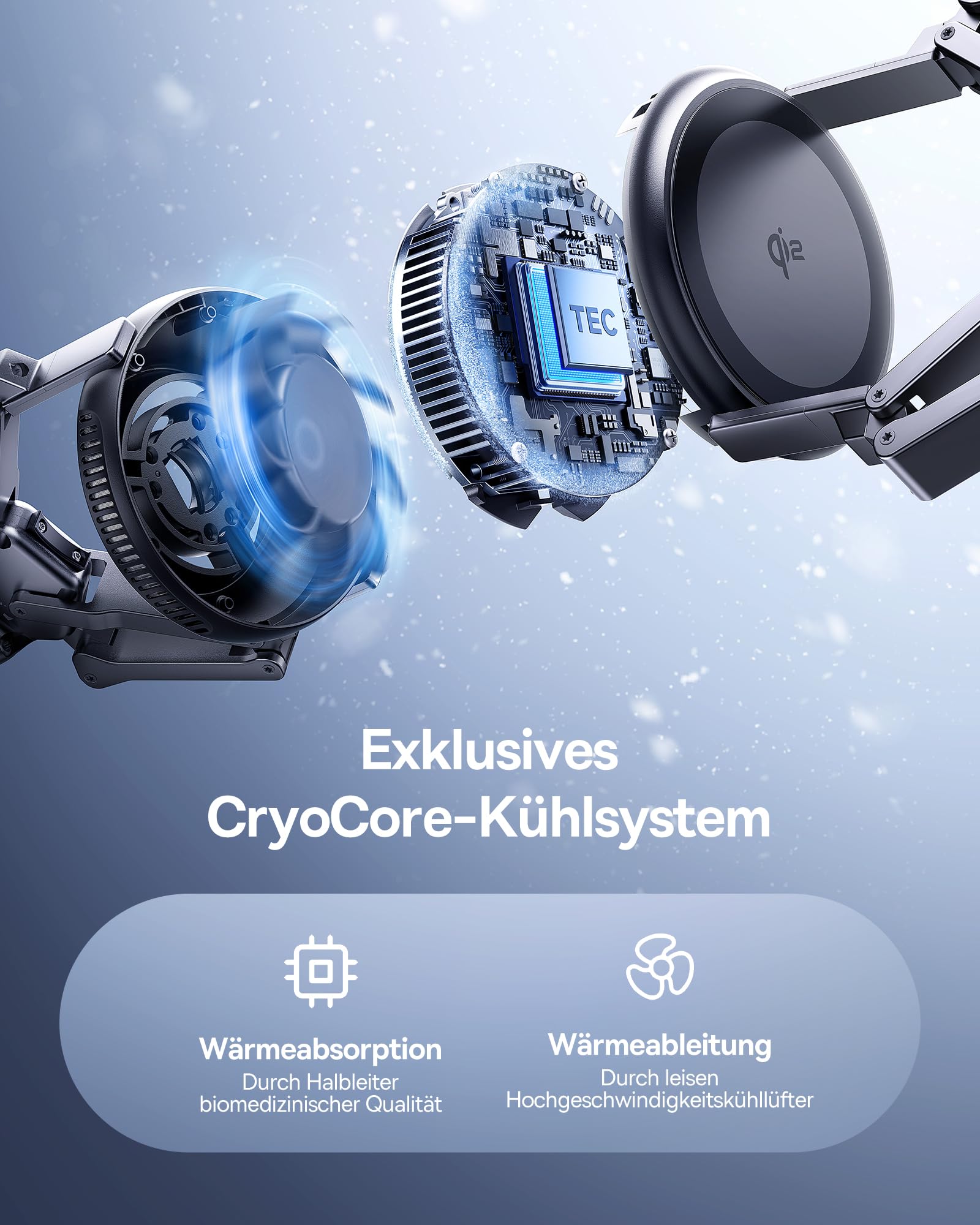 Baseus EnerFill 3-in-1 Kabelloses Ladegerät mit TEC Cooling, 22.5 W Kabellose Ladestation, Induktive Ladestation für Apple Watch und iPhone 16 15 14 13 12 Pro Max, für AirPod, mit 45 W Fast Charger