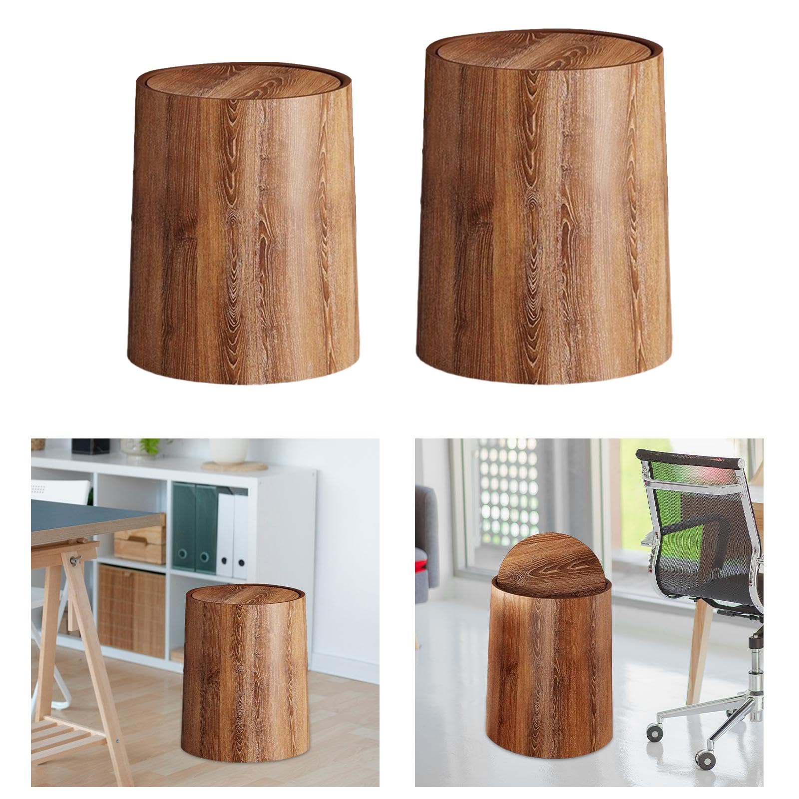 Enakshi® Trash Bin Imitation Wood Grain with Swing Lid Trash Can for Home Dorm Office S|Home & Garden | Household Supplies & Cleaning | Trash Cans & Wastebaskets 1