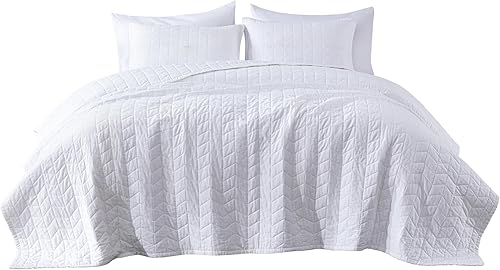 Miniatura 9 de Chezmoi Collection - Juego de fundas de edredón y fundas de almohada de algodón macizo, estilo vintage, Algodón, Blanco, gemelo