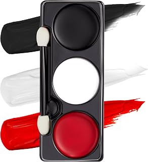 Spooktacular Creations Halloween Makeup Palette 3 Colors Face Body Paint for Adult SFX Zombie Skeleton Cosplay with Painting Brush Cosplay Party Dress Up (7 Oz, White Black Red )