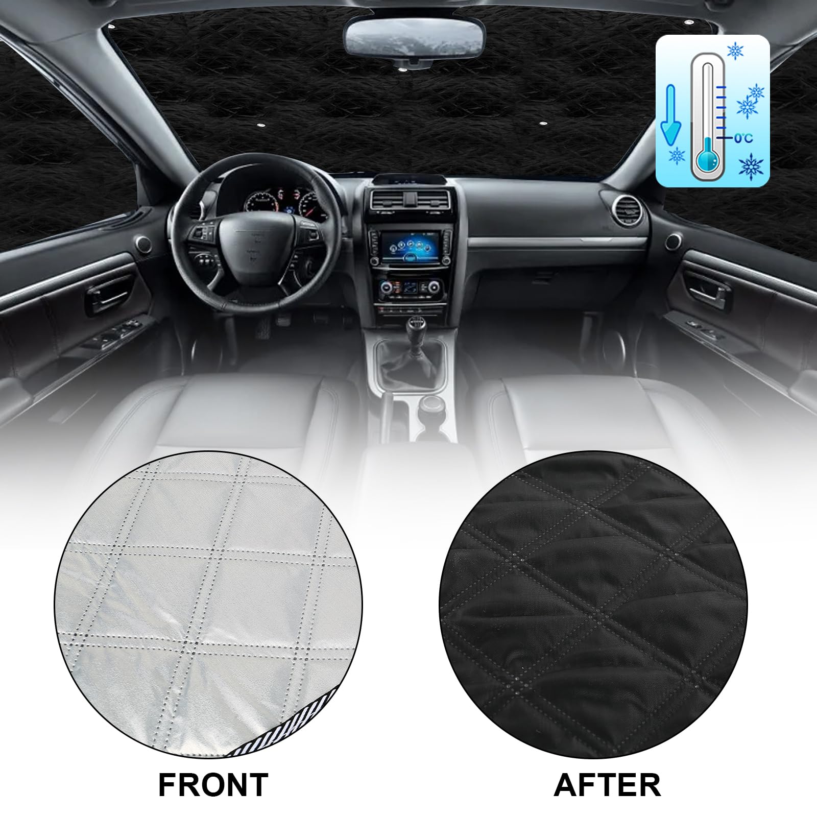 Roadtime Parasol para Parabrisas de Coche para Caddy Life Tramper 04-19 SWB | 8 unidades, alfombrillas térmicas para cabina, toldo parasol delantero, parabrisas interior, protección UV, plegable
