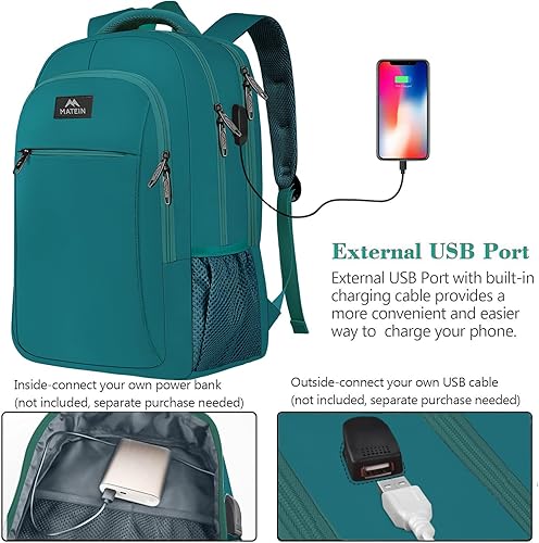 Miniatura 134 de MATEIN - Mochila empresarial para laptop de 15.6 pulgadas, mochila de viaje con puerto de carga USB, resistente al agua, para trabajo, universidad