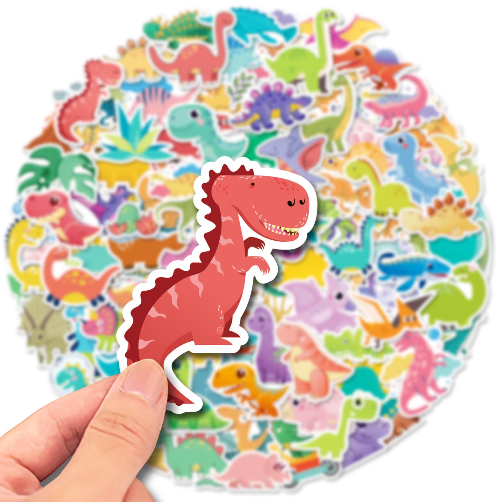 100 szt. naklejek z dinozaurem dla dzieci, urocze wodoodporne naklejki z motywem kreskówkowego dinozaura dla dzieci, na butelkę z wodą, dla nastolatki, scrapbookingu, laptopa, deskorolki, komputera