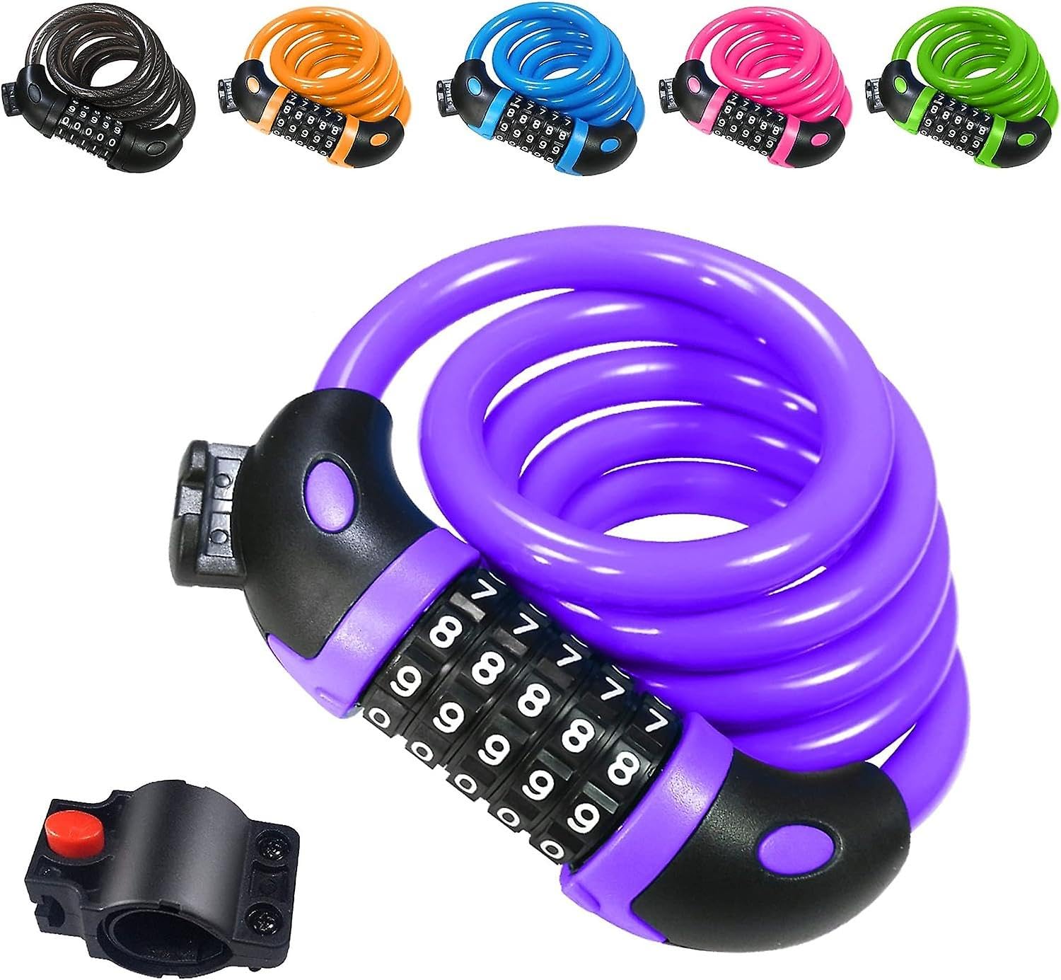 Joyhappst Image Color Dww-Antivol Velo(Violet),Cadenas De Velos Long 120Cm X 12Mm,Cble Antivol Pour Vlo Scooter Motos Portail Vlo Avec 5 Chiffres Intelligente Code Et Vlo P