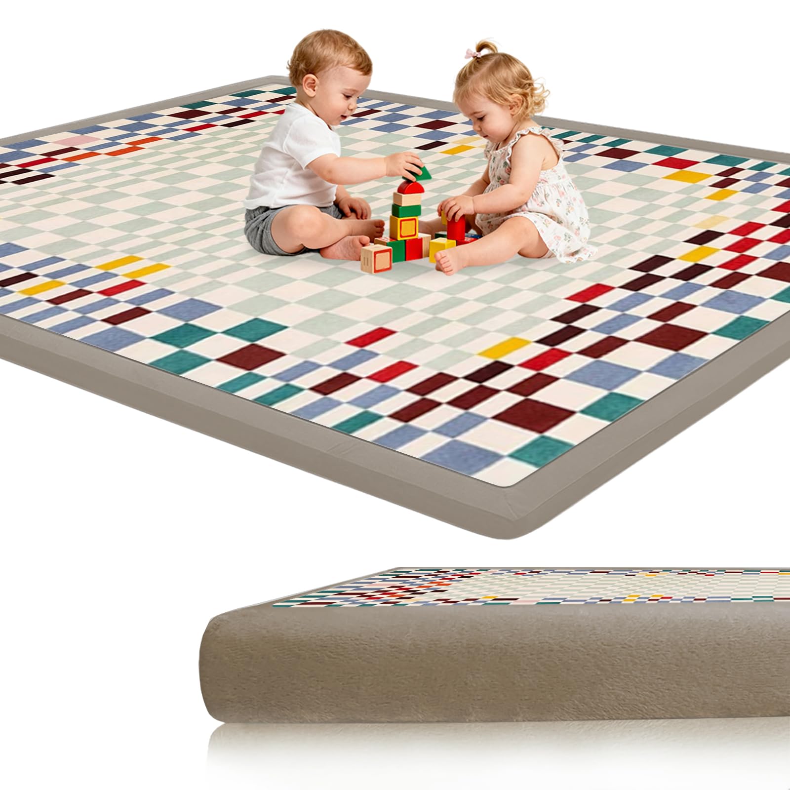 2cm Dicke Faltbare Krabbelmatte Baby, Spielmatte mit Rutschfester Unterseite, Weiche Bodenmatte aus Memory-Schaum, Teppich Kinderzimmer, Spielmatten für Laufgitter 200 x 280cm