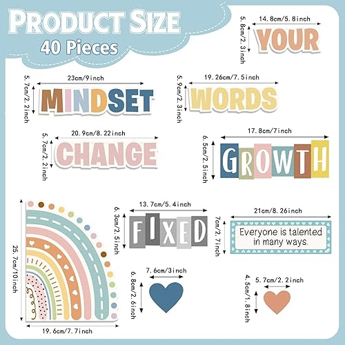 Miniatura 5 de 40 pósteres de mentalidad de crecimiento, afirmaciones positivas, decoración de pared para aula, carteles motivacionales con lemas positivos para