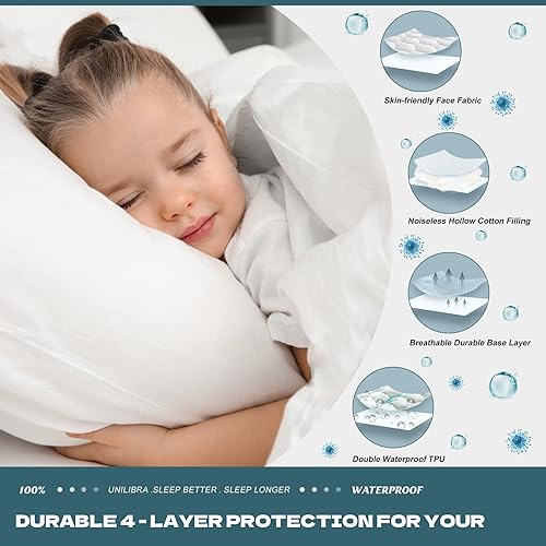 Miniatura 3 de Protector de colchón 100 % impermeable, transpirable, acolchado, con bolsillo profundo que se estira hasta 18 pulgadas, funda de colchón de relleno