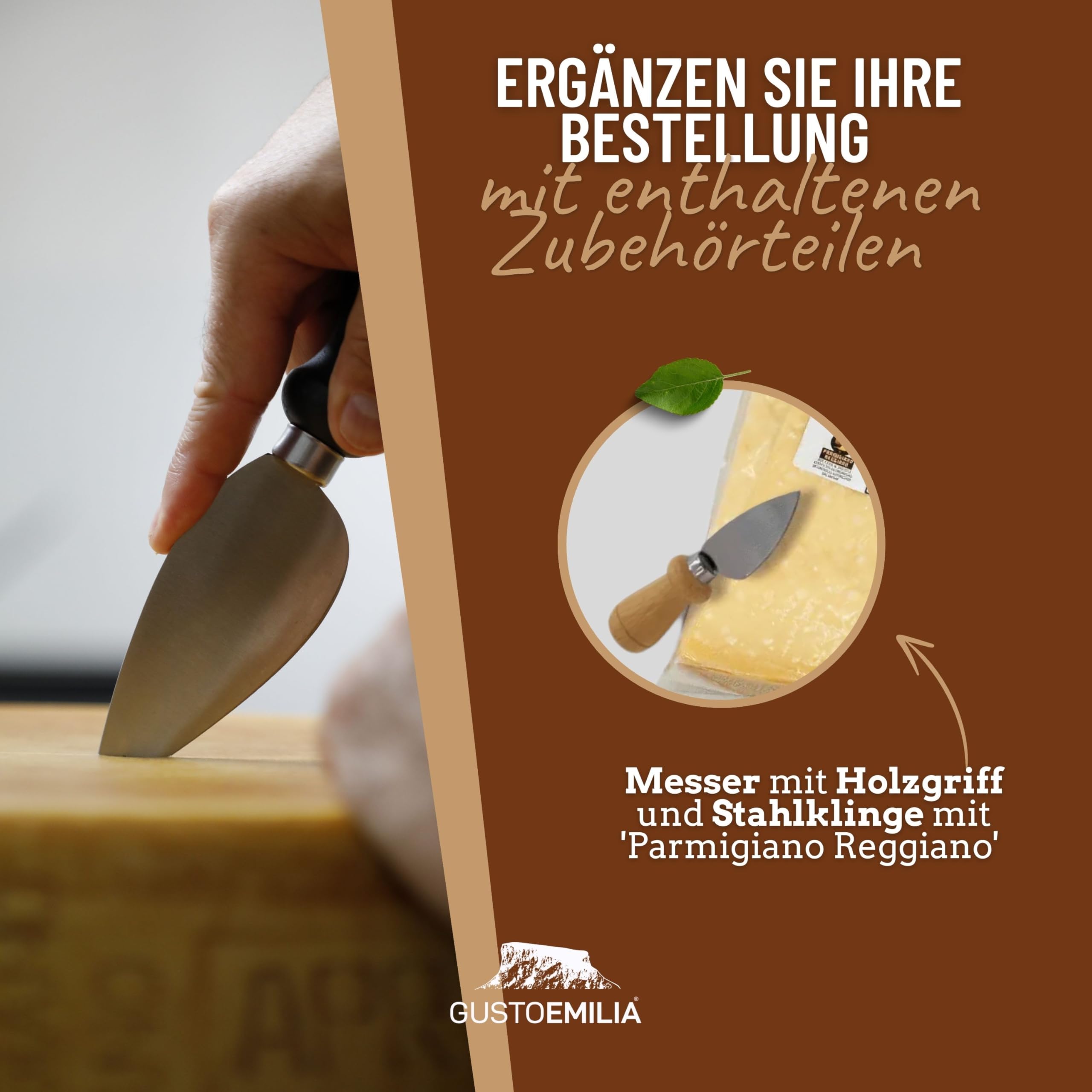 GUSTOEMILIA Gourmetkorb Käse & Honig - Reifer Parmigiano Reggiano (2 x 500 g) & Honig (3 x 50 g), Kastanien-, Linden- und Honigtauhonig - Italienischer Spezialitäten Geschenkkorb für alle Anlässe