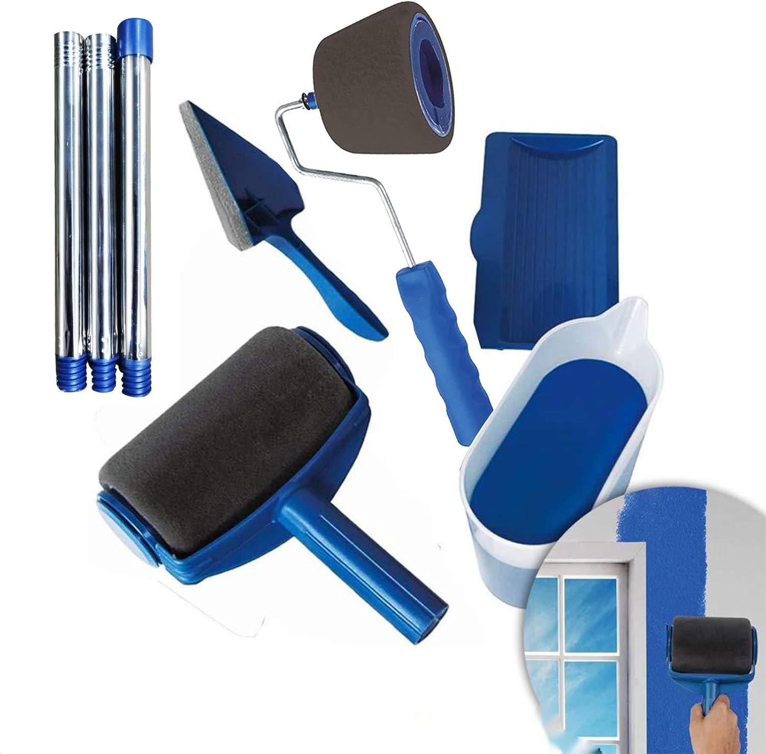 Paint Roller Kit 8PCS with Paint Roller and Tray Painting