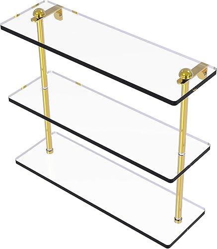 allied brass Triple niveles estante de vidrio, RC-516-PB