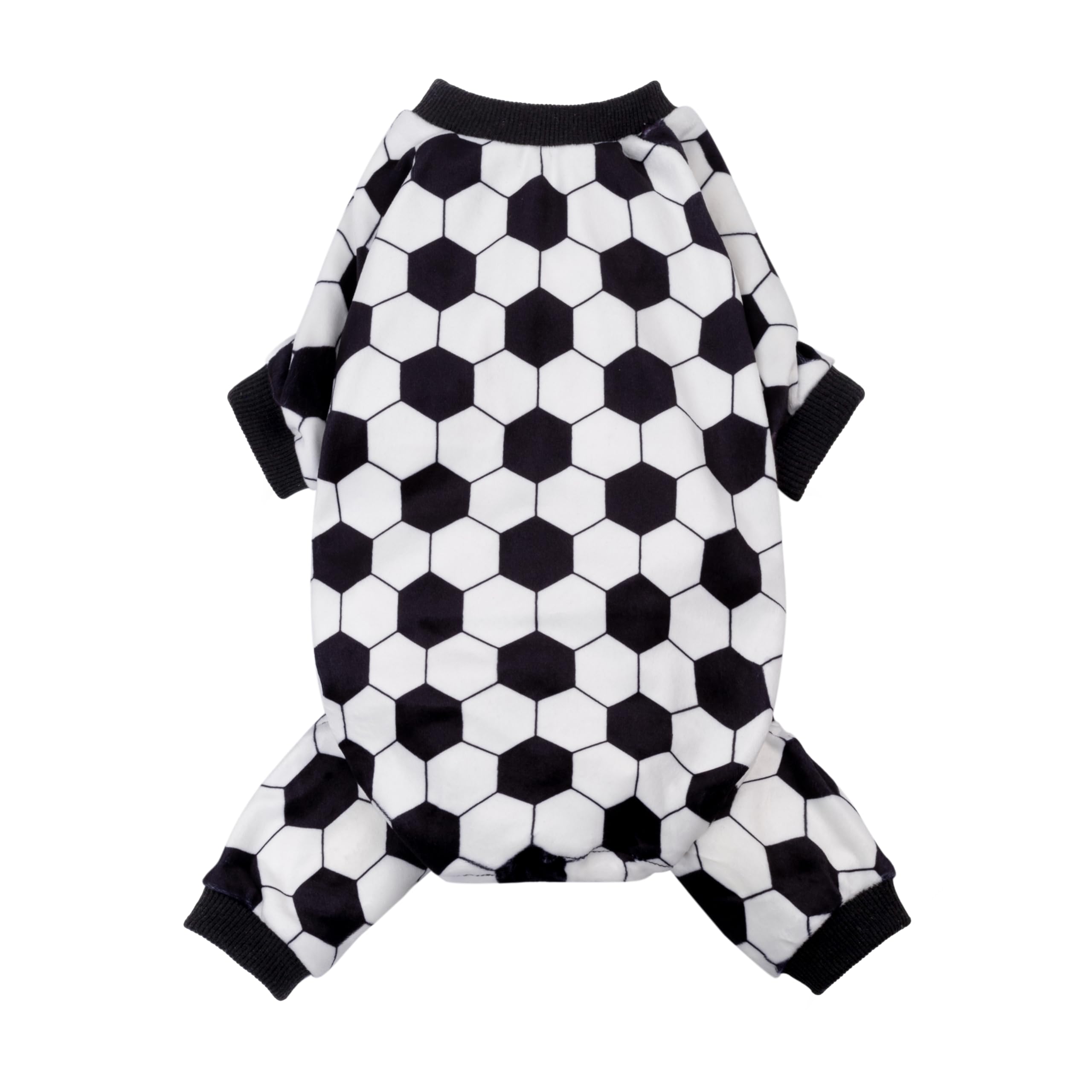 Fitwarm Soccer Dog Fleece Pajamas, Cozy Winter Clothes for Small Dogs Boy Girl, Funny Pet Clothes, Black, White, XL โ image 1