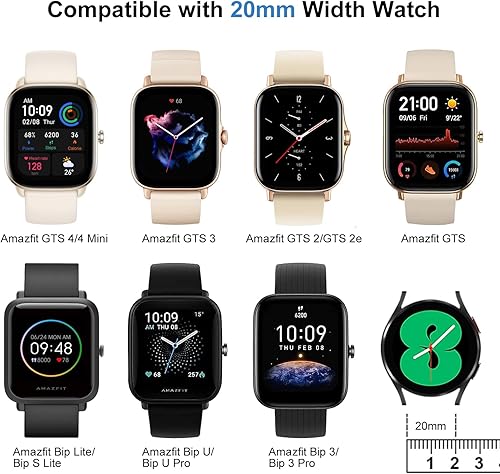 Miniatura 7 de Paquete de 8 correas elásticas de nailon GTS y Bip Watch, correa de bucle suave de 0.787 pulgadas