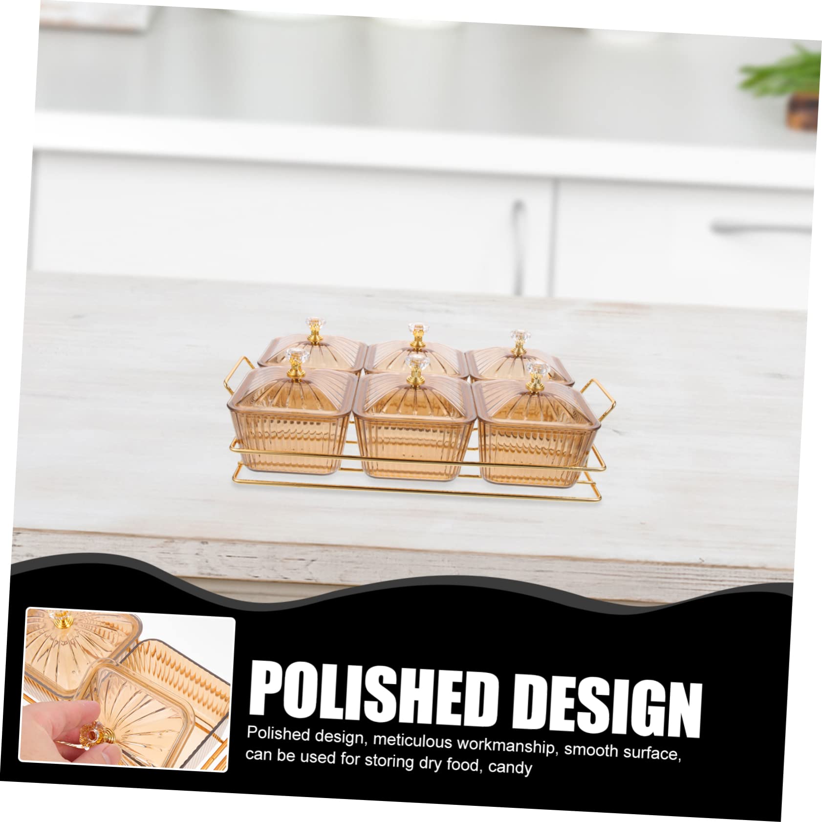 OUNONA Plato de Aperitivos Decorativo de Hierro Dorado con 6 Compartimentos para Fiestas y Reuniones, Adecuado para Servir Snacks y Ensaladas Grandes