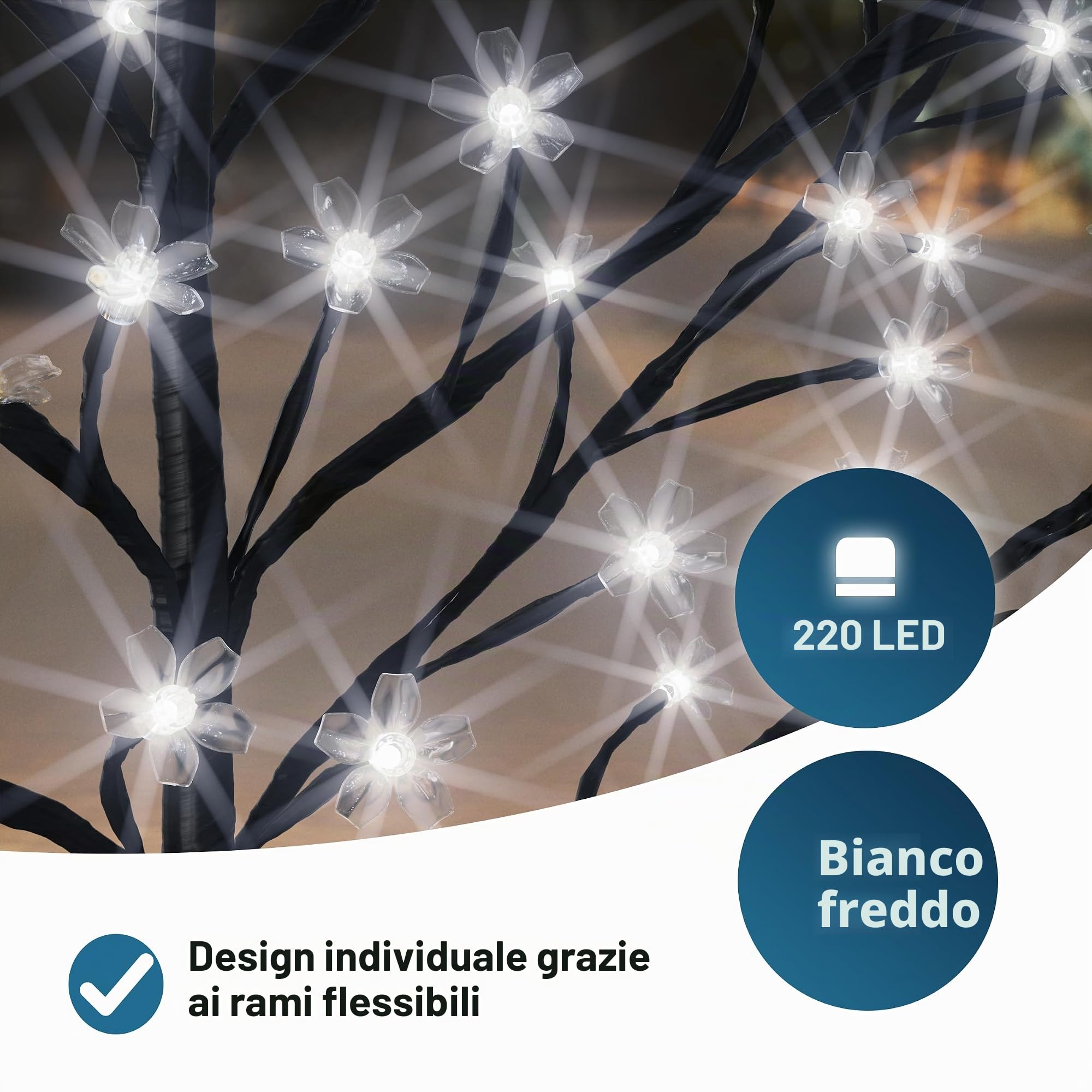 Monzana Albero Ciliegio Luce a LED 220cm con Telecomando e Timer 8 modi Illuminazione Interno Esterno