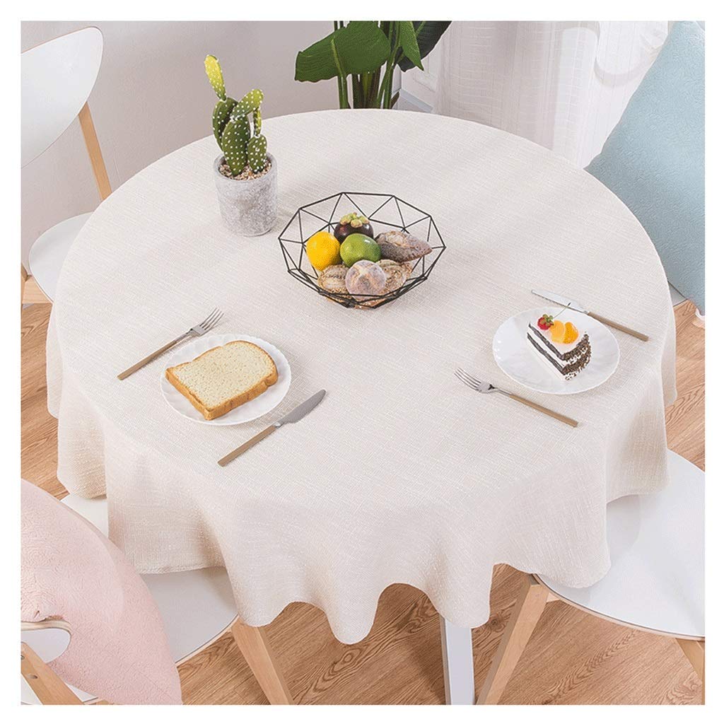Nappe ronde en coton et lin beige pour sublimer vos repas de famille