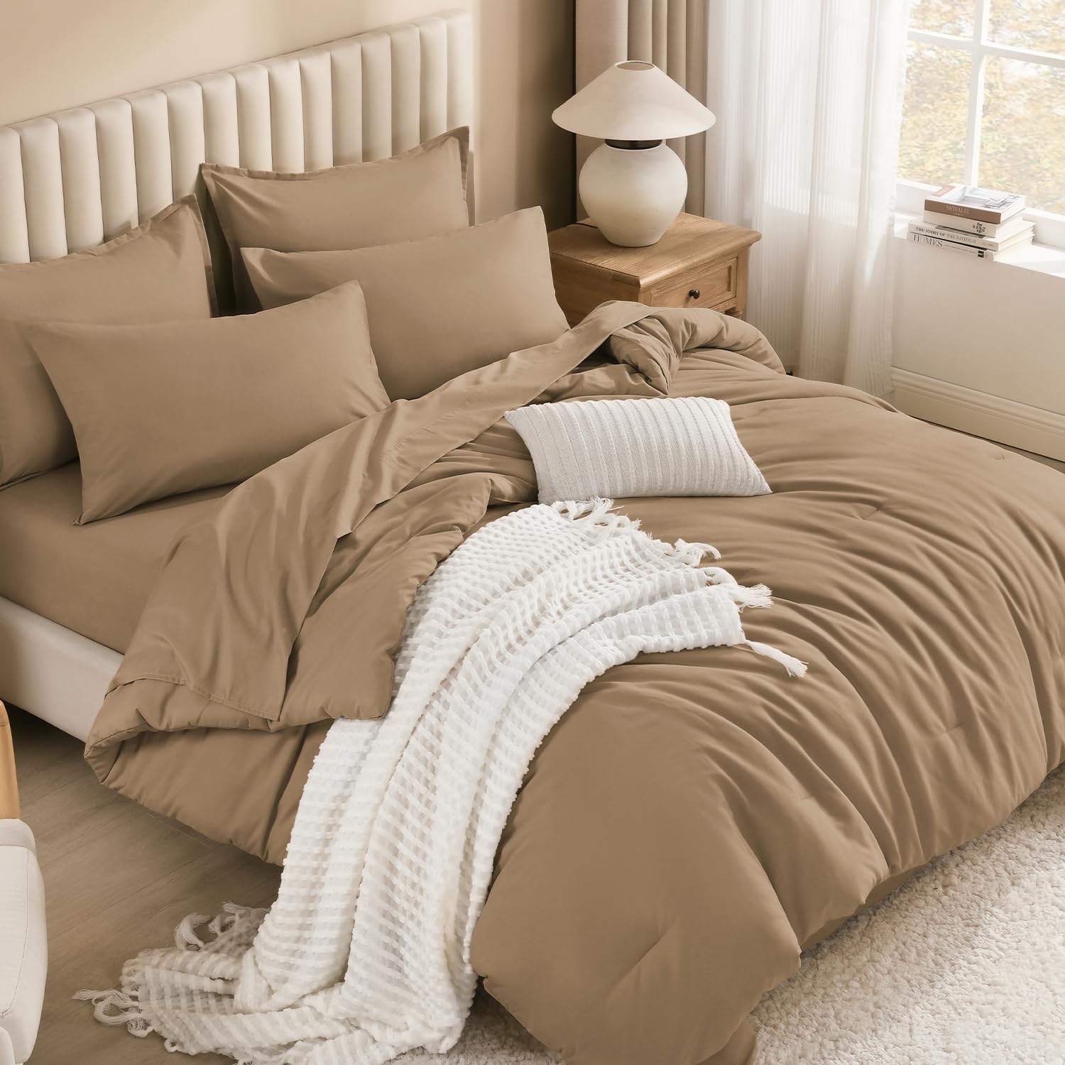 Photo 1 of Litanika Taupe Queen Comforter Set - 7 Pieces