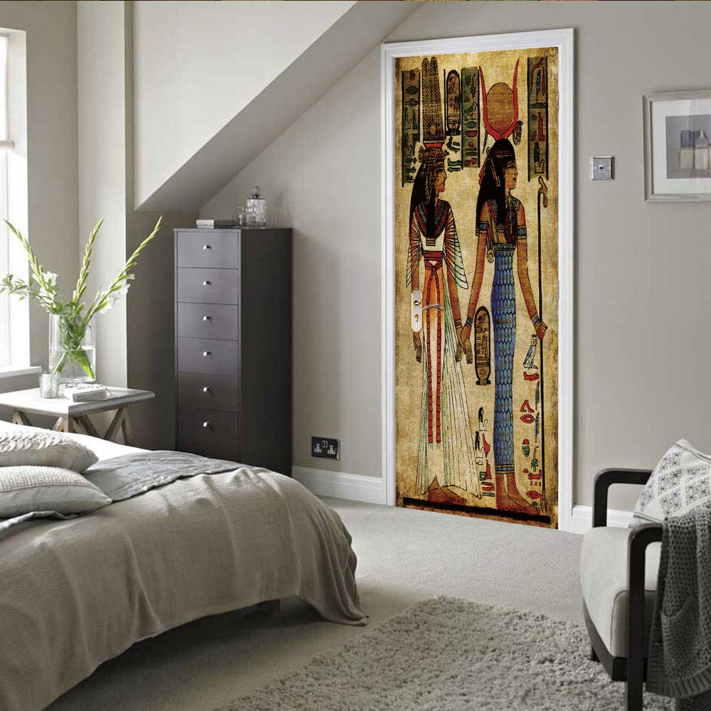 Adesivo Porta Tema Egitto 3D – Murales Autoadesivo Per Interni 77x200 Cm, Vinile Impermeabile Per Camera Letto E Soggiorno, Decoro Fai Da Te Con Effetto Visivo