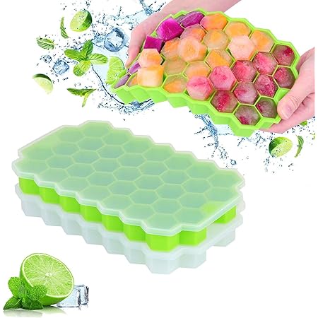 2 Stampini Per Cubetti Di Ghiaccio In Silicone Con Coperchio - Per Cocktail E Bevande, Blu - Foto 9