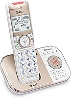 Vista 13 de AT&T 1-Handset DECT 6.0 - Teléfono inalámbrico expandible Bluetooth para el hogar con contestador, bloqueo inteligente de llamadas, identificador