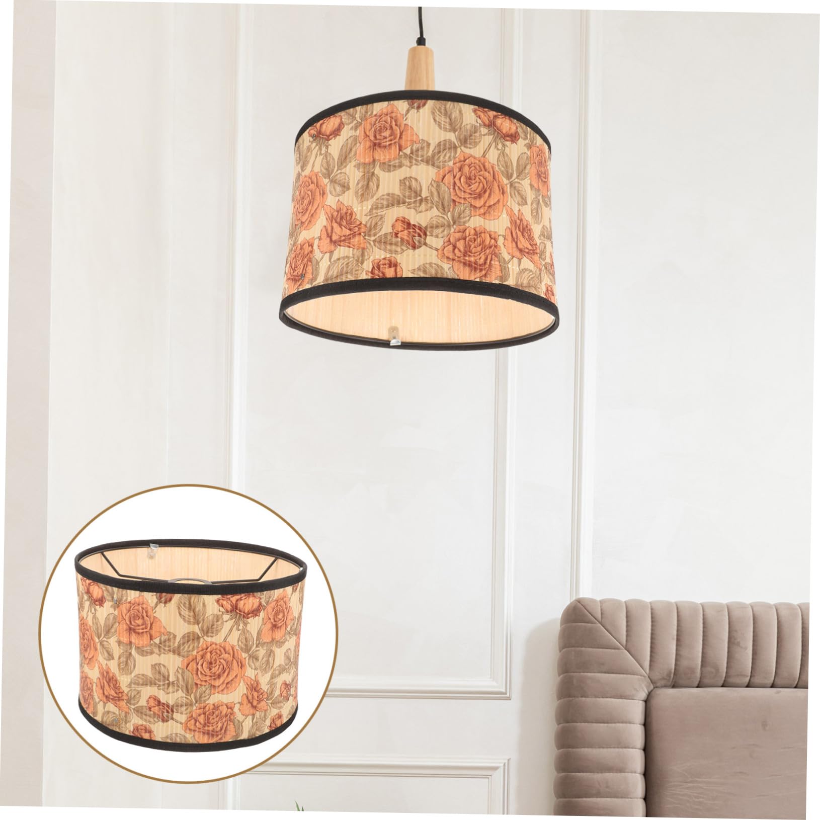 Pantalla de Lámpara de Bambú Cubierta Decorativa para Techo Luz Suave Estilo Retro y Diseño Creativo