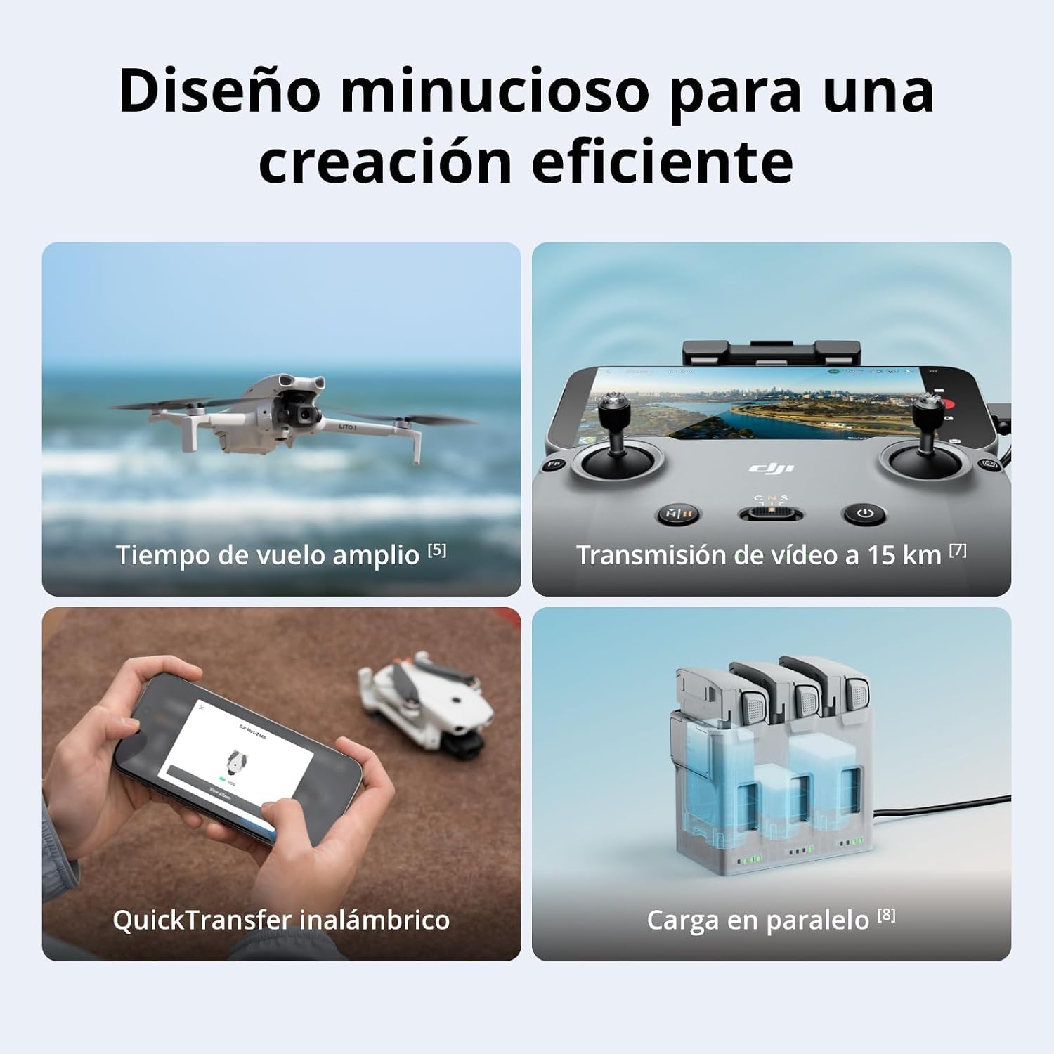 Pack DJI Lito 1 Dos Baterías con DJI RC-N3 con Bundle, dron con cámara 4K para principiantes, detección de obstáculos, ActiveTrack, vídeo 4K e imagen 8K, transmisión de vídeo de 15 km, C0