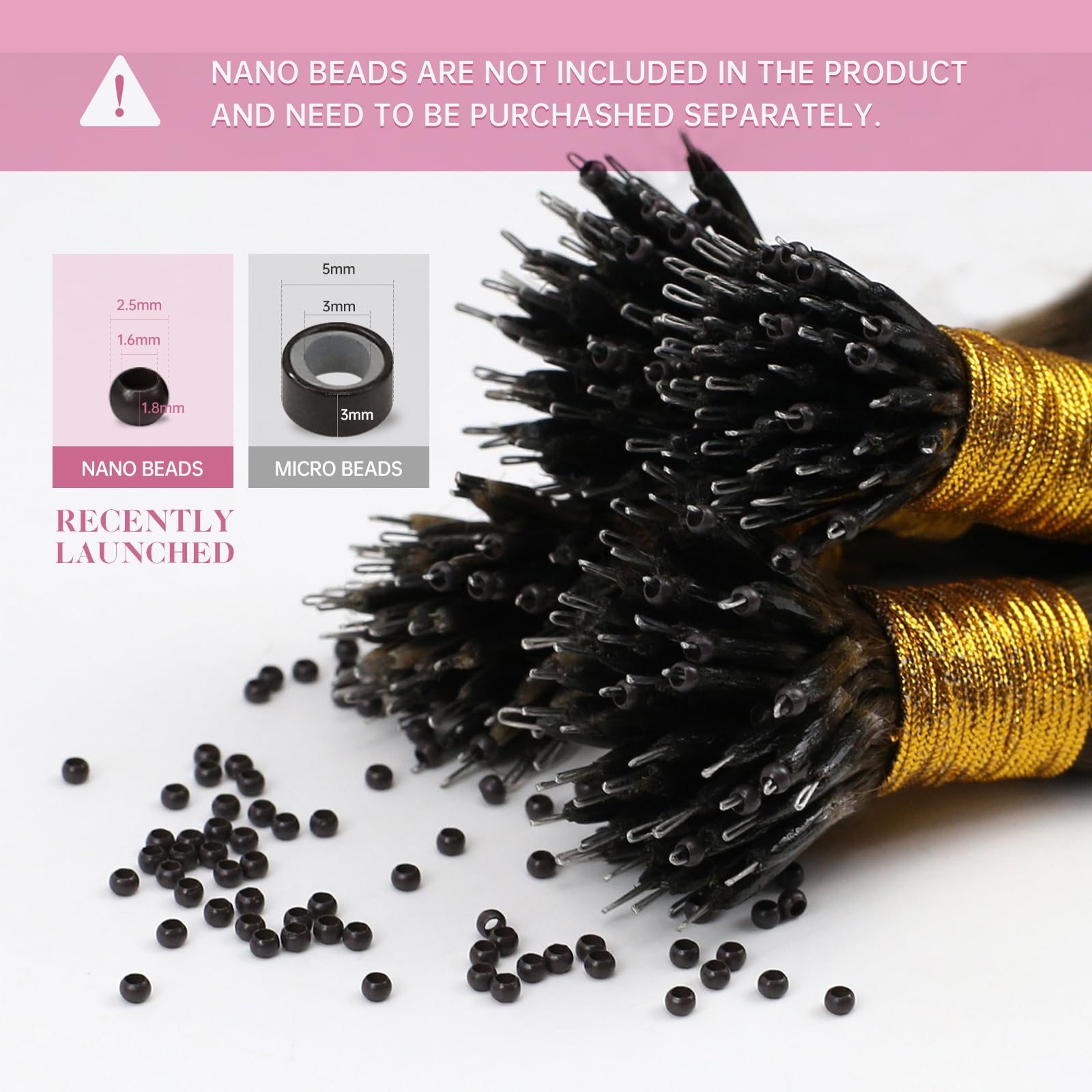 YoungSee Nano Beads Hair Extensions Brown 24inch Nano Hair Extensions Balayage Dark Brown Ombre Brown Remy Nano Ring Hair Extension Balayage for Wedding Long Straight Cold Fusion 50s 50g - Image 4
