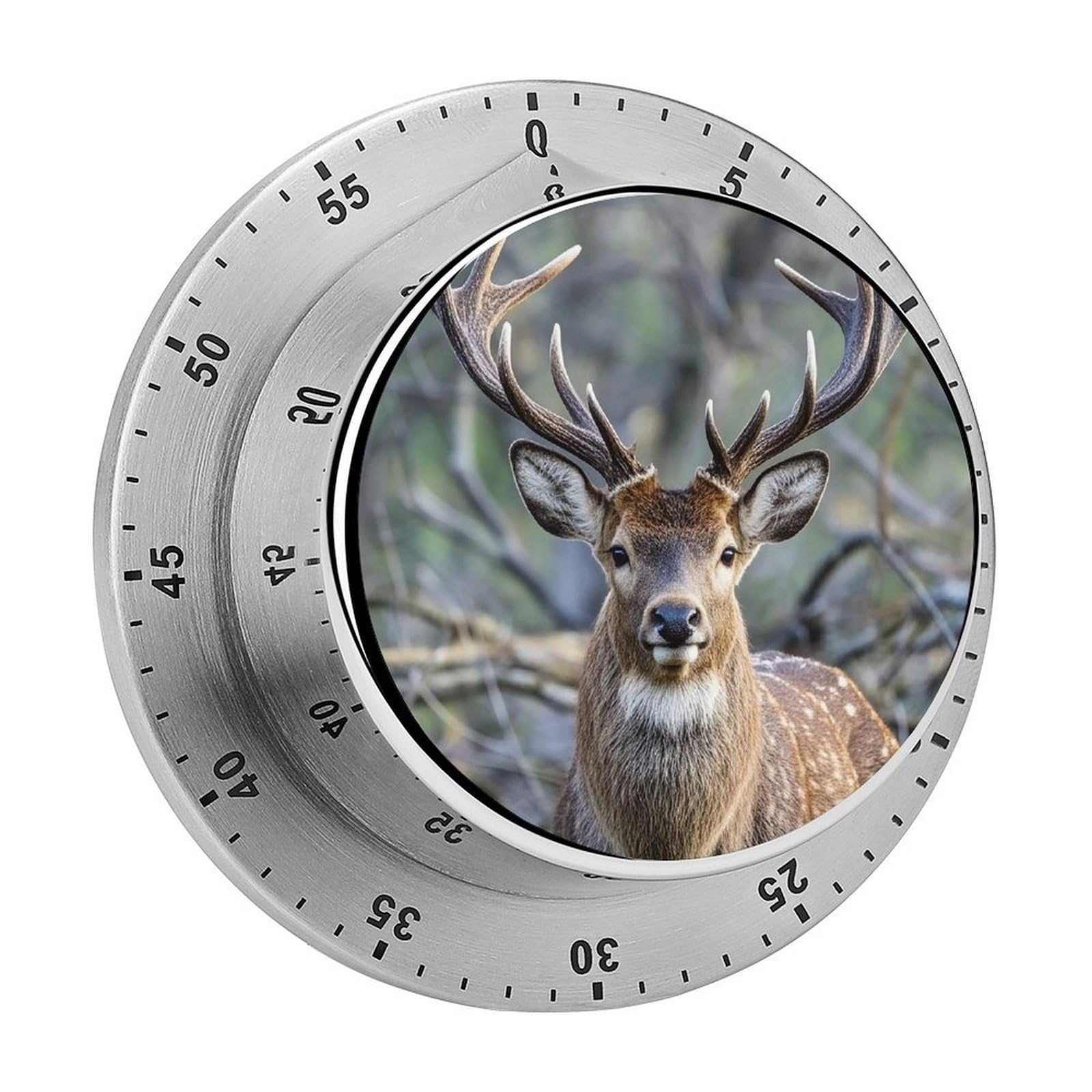 Antlers Timer with Loud Alarm Precision 60 Minute Wind Up Timer Portable Manual Countdown Timers Exquisite Stainless Magnetic Kitchen Timers for Cooking Chef Clock