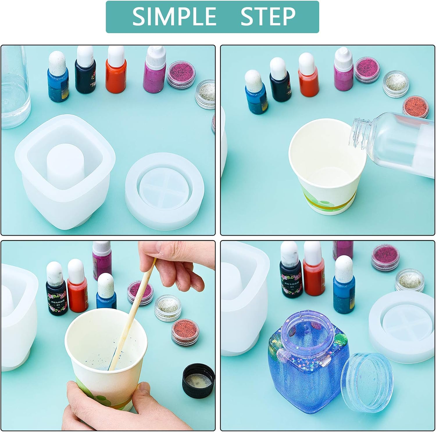 2 Sets Box Resin Molds Bottle Silicone Molds Storage Box Resin Casting Molds DIY Jewelry Box Epoxy Resin Molds Container Silicone Epoxy Molds for DIY Resin Casting Crafts Making