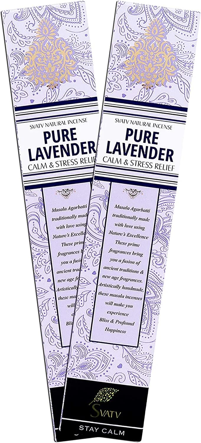 SVATV Ancient Method Lavender Incense Stick with Pack of 2 Incense for Meditation, Yoga, Spiritual, Aromatherapy Energy Cleansing & Calm Down The Mind - 15g x 2 incense | 30g | 1.05oz