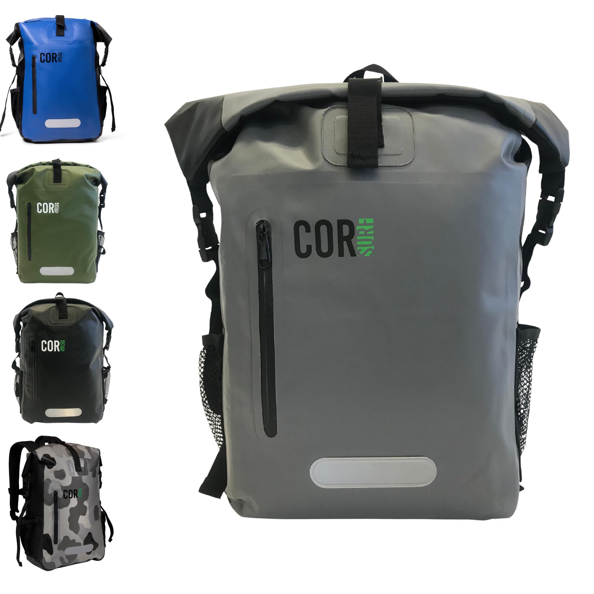 COR Surf Waterproof Heavy Duty Backpack And Dry Bag Pack For Swimming, Boating Or Kayaking, Roll-top Design With Sonically Welded Seams And Padded Laptop Sleeve (25L, 18 x 13 x 7 Inches)