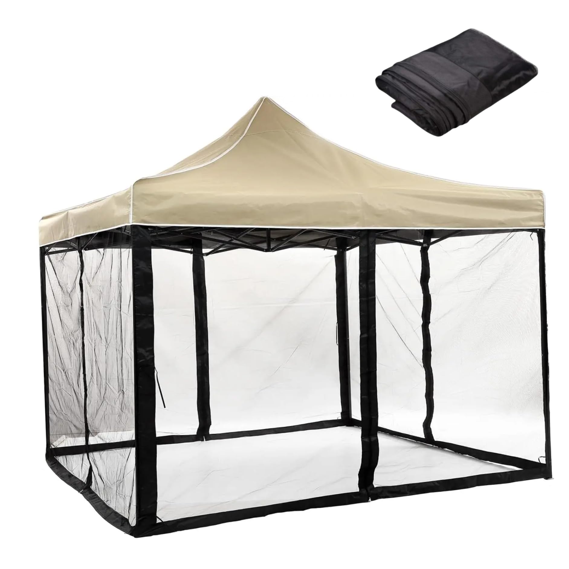 Filet tonnelle 3x3m avec fermeture éclair et 4 entrées respirantes pour auvent extérieur