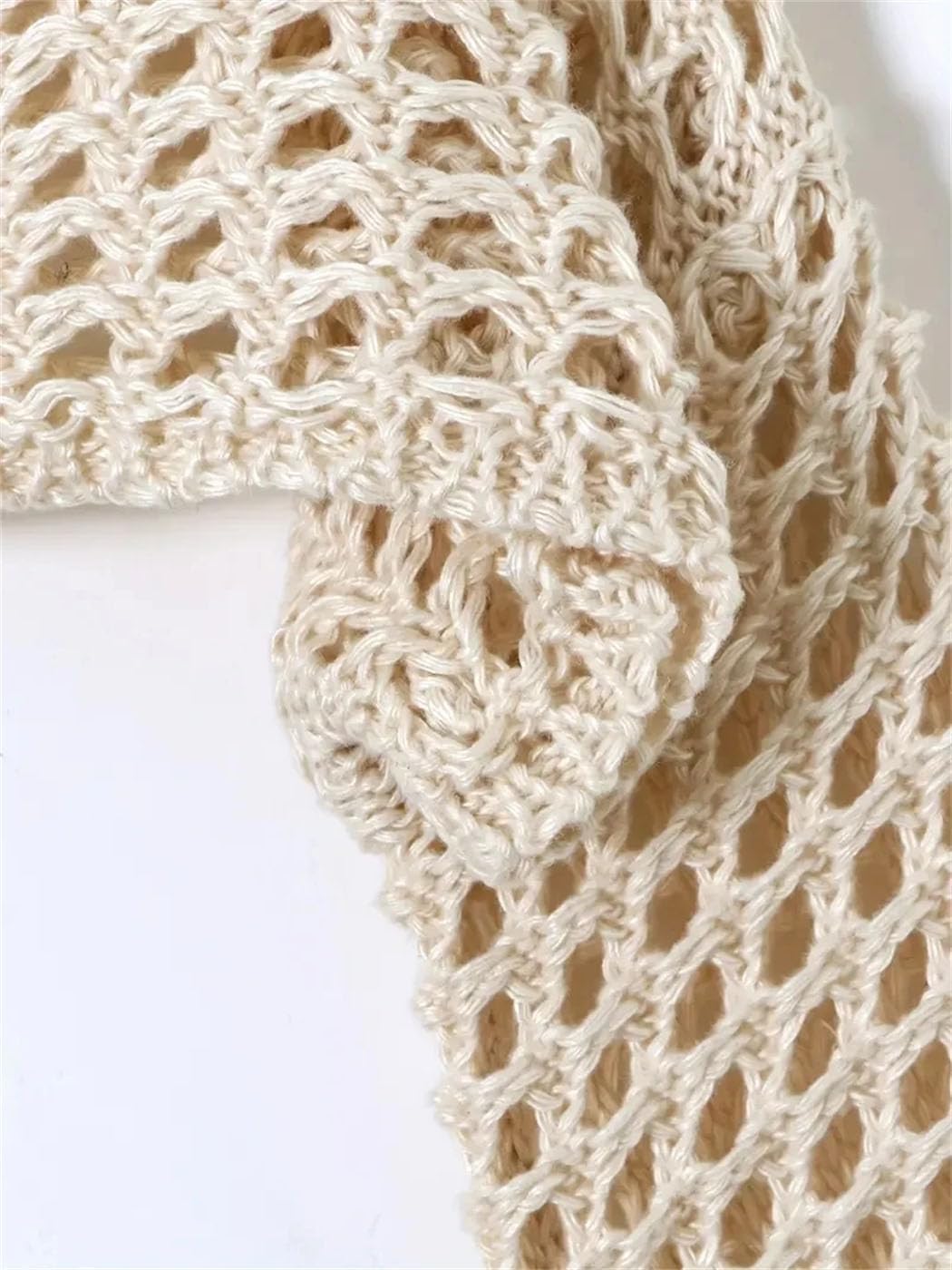 Women Crochet Knit Hollow Out Crop Top Long Sleeve Shrug Shoulder Sweater Mesh Cover Ups Y2k Pullovers