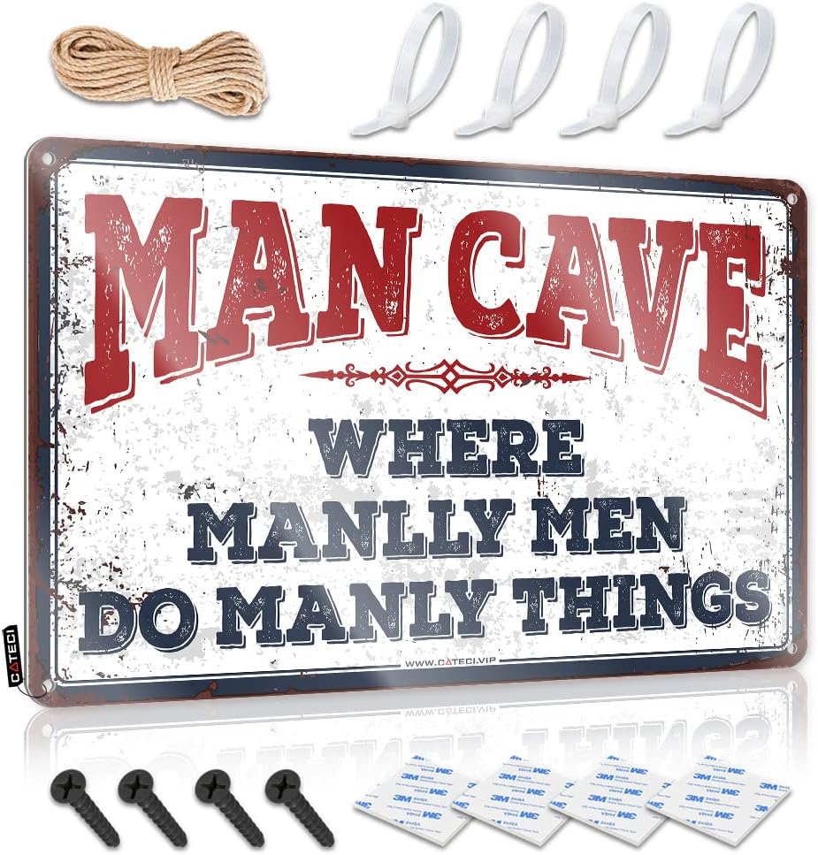 Warning Tin Sign Where Manlly Men Do Manly Things Sign Tin Signs For Man Cave Funny Tin Signs Vintage(20X30CM)