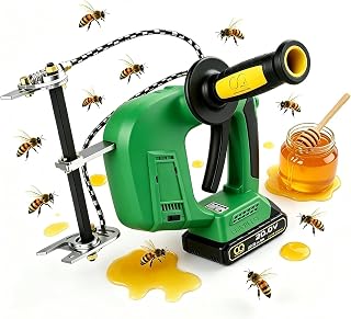 HoneyBe-e Shaking Equipment, Electric Be-e Remover, Dual-Grip Cordless HoneyBe-e Shaking Machine, 600-2000BPM 9 Speeds, 25-30mm Secure Frame Clamp for Outdoor Be-ehive(Green,1*Battery)