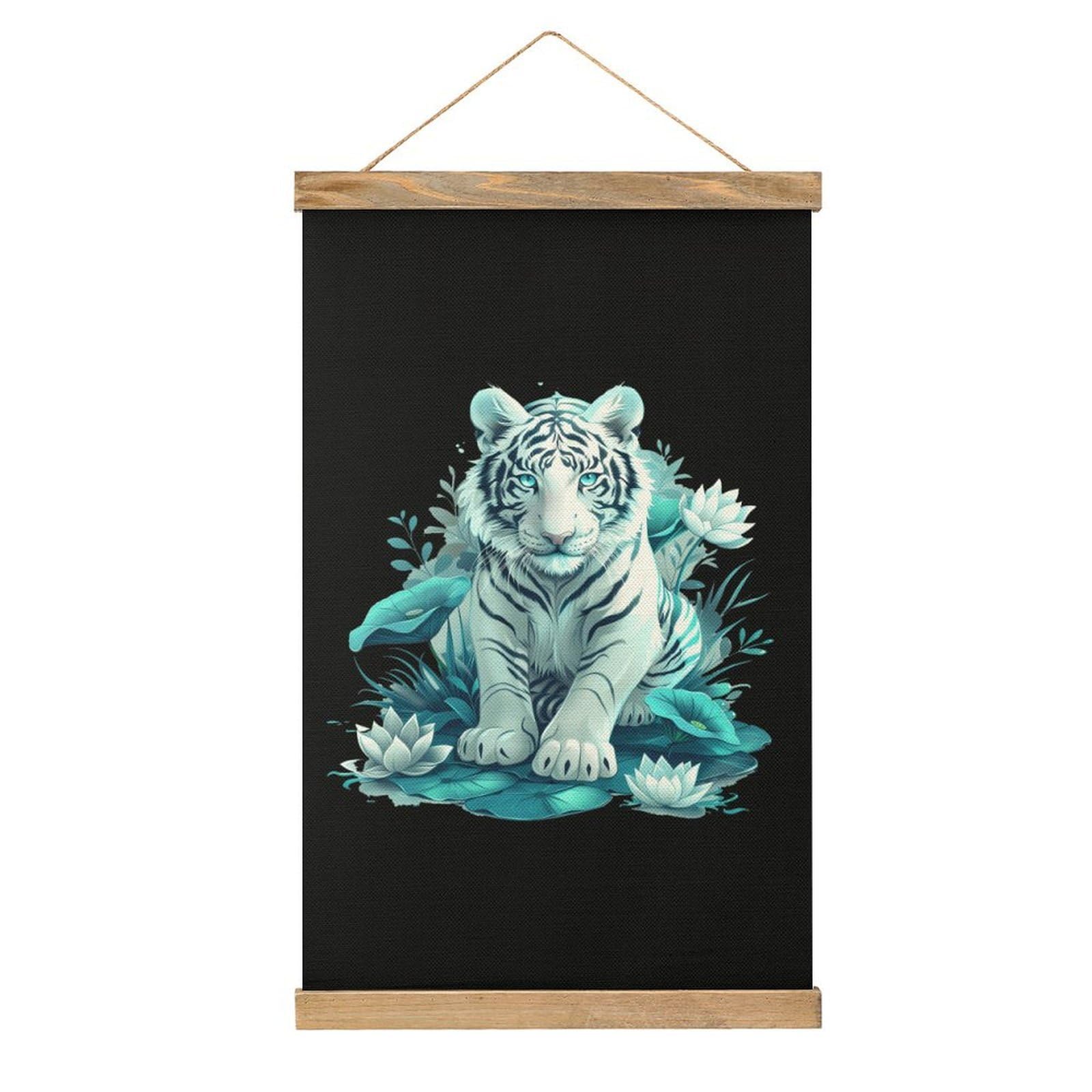 CGSBNGHA Cute Tiger Wall Art Prints Linen Hanging Painting Scroll Paintings Pictures Decor for Home
