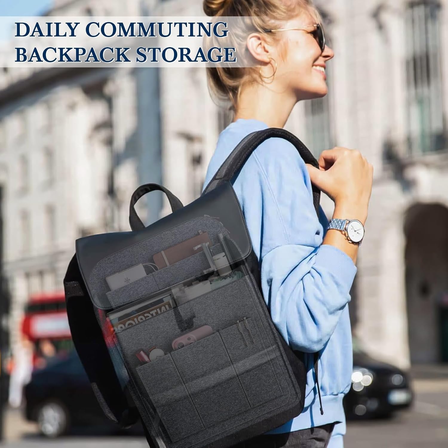 APSOONSELL Backpack Organizer Insert, Felt Bag Organizer for Rucksack Shoulder - Image 4