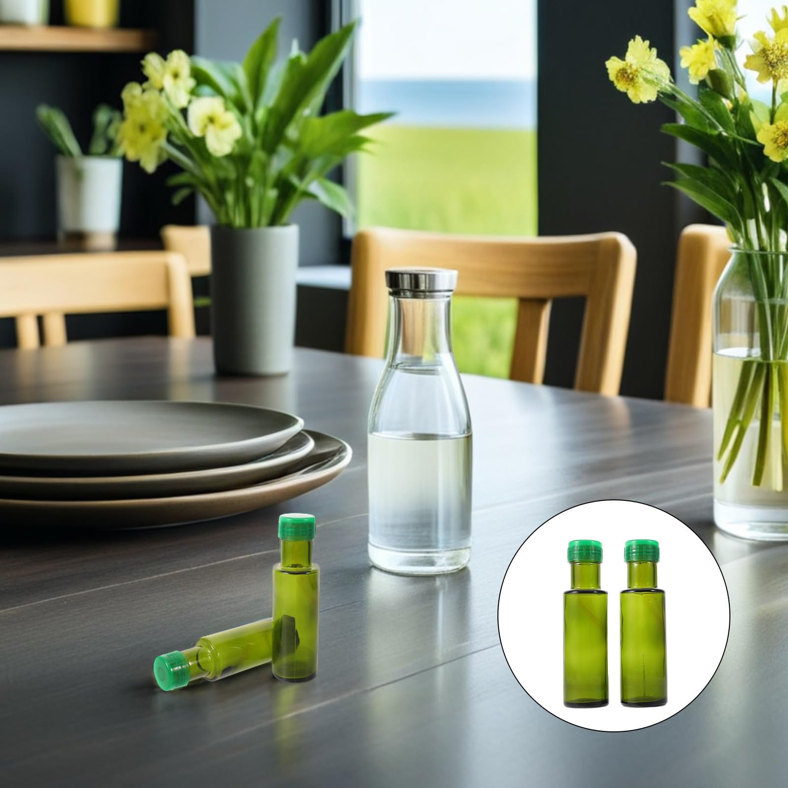 10 Stück Ölprobenflaschen 100ml aus Glas mit Ausgießer und Dichtem Deckel Nachfüllbare Runde Flaschen für Salatölspender zum Reisen den Außenbereich