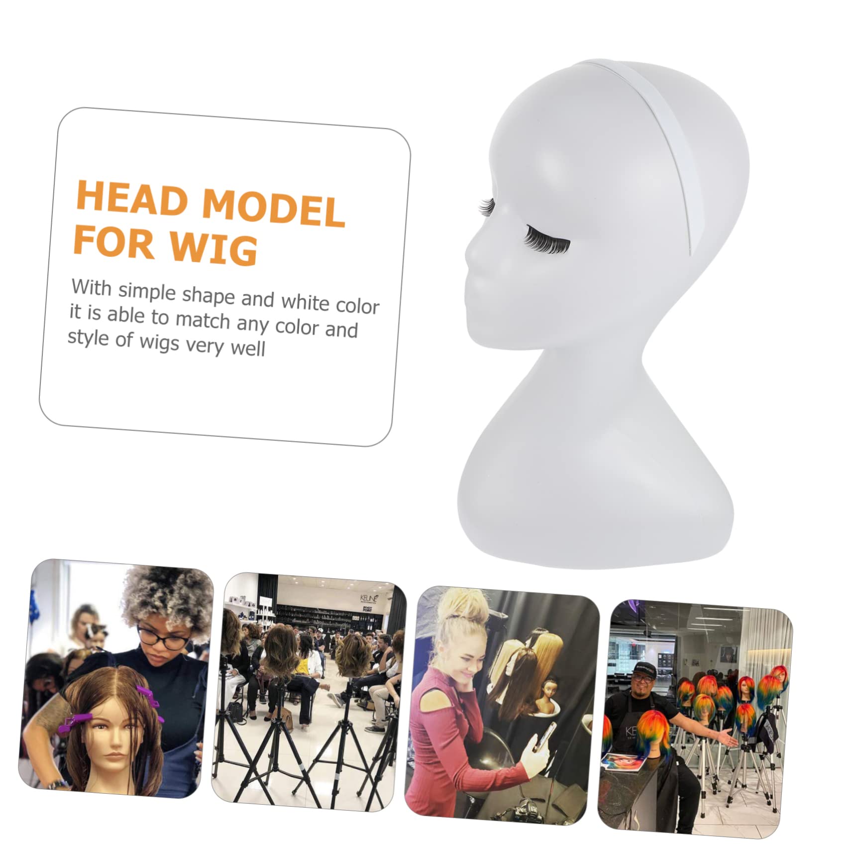 Baluue Multi-purpose Head Model for Wig Hat Display Practice Braiding Styling Pp Resin Stand