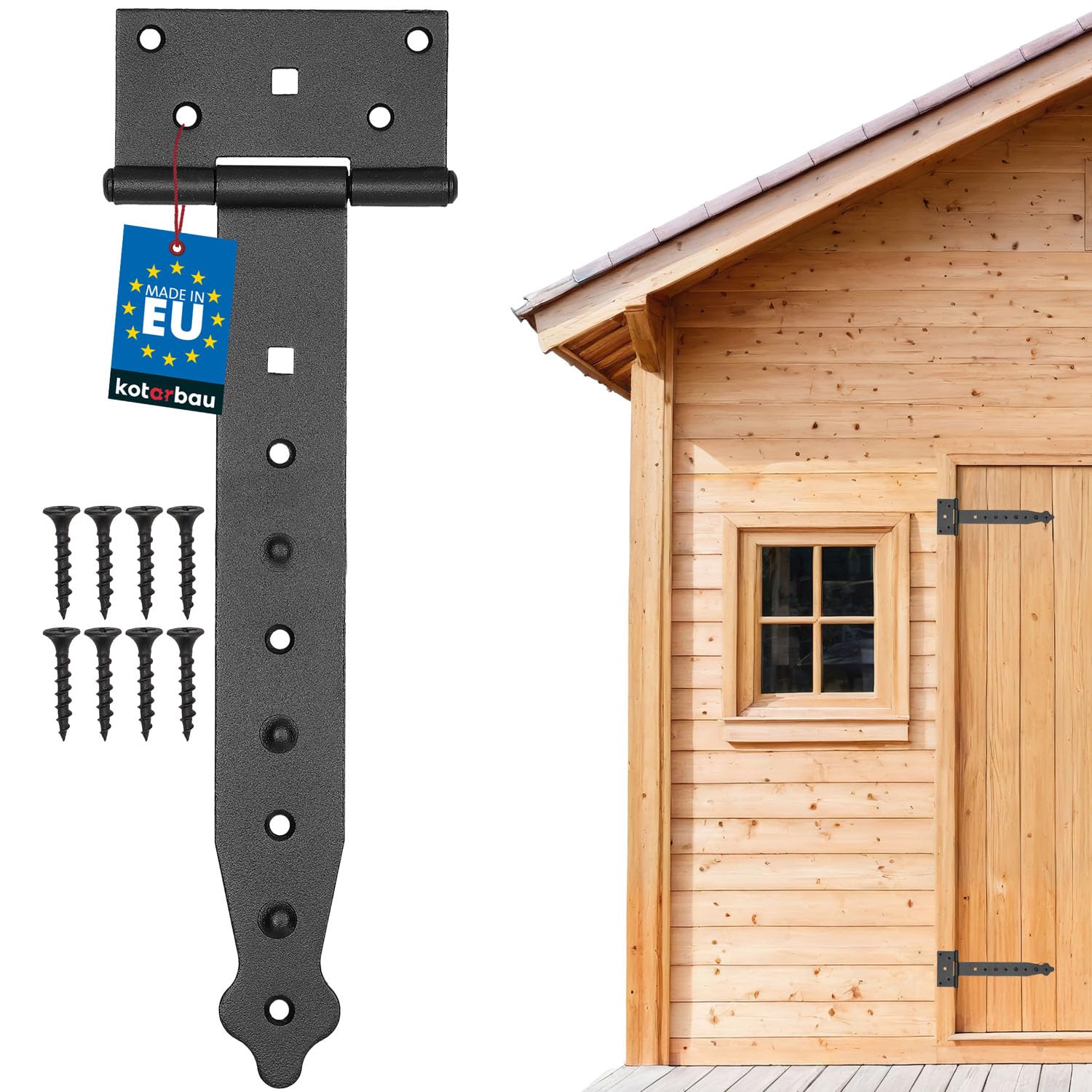 KOTARBAU 250 mm Powder Coated Alloy Steel T Gate Hinge for Wooden Doors & Gates (Black, Door Mount)
