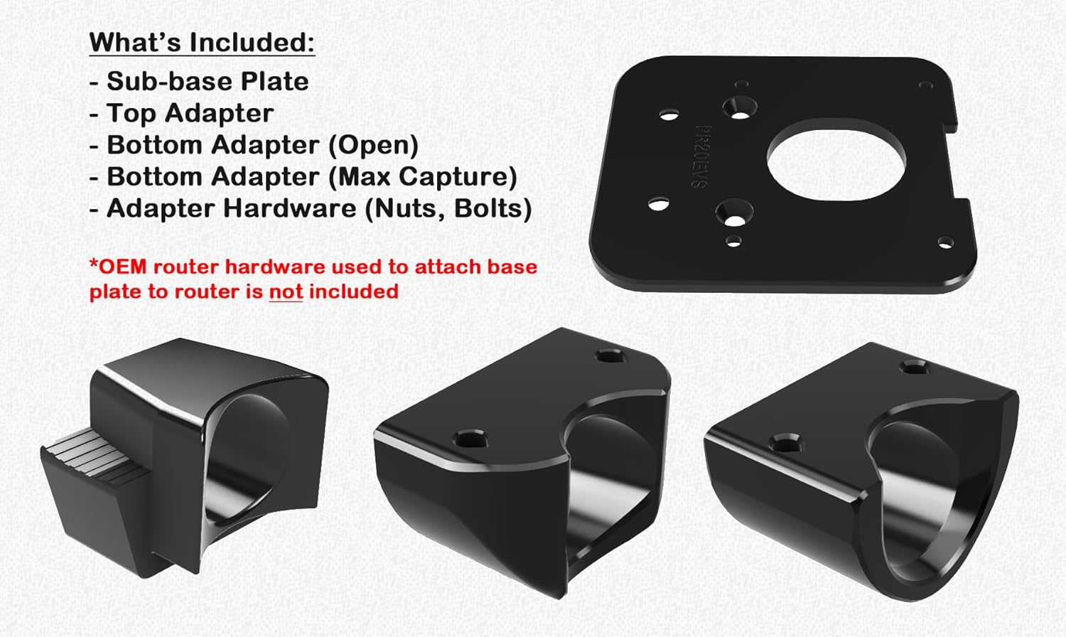 Router Base With Dust Collection for Bosch PR20EVS & PR10E Palm or Trim 1-hp Routers - Made in USA